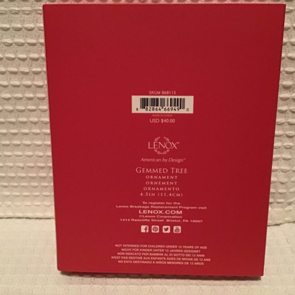 NWT Lenox Gemmed Tree Ornament - silver plated - Picture 5 of 5